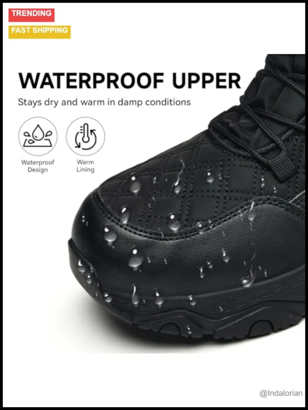 Snow Boots Waterproof Mid-Calf Winter Hiking Fur Lined Non-Slip Ankle Booties